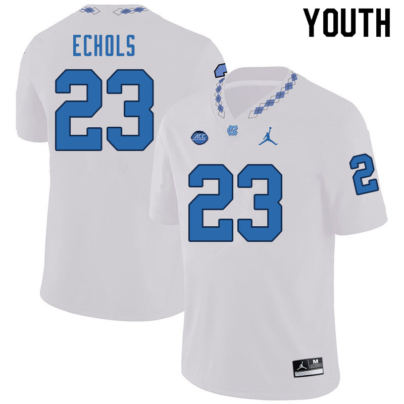 Youth #23 Power Echols North Carolina Tar Heels College Football Jerseys Sale-White